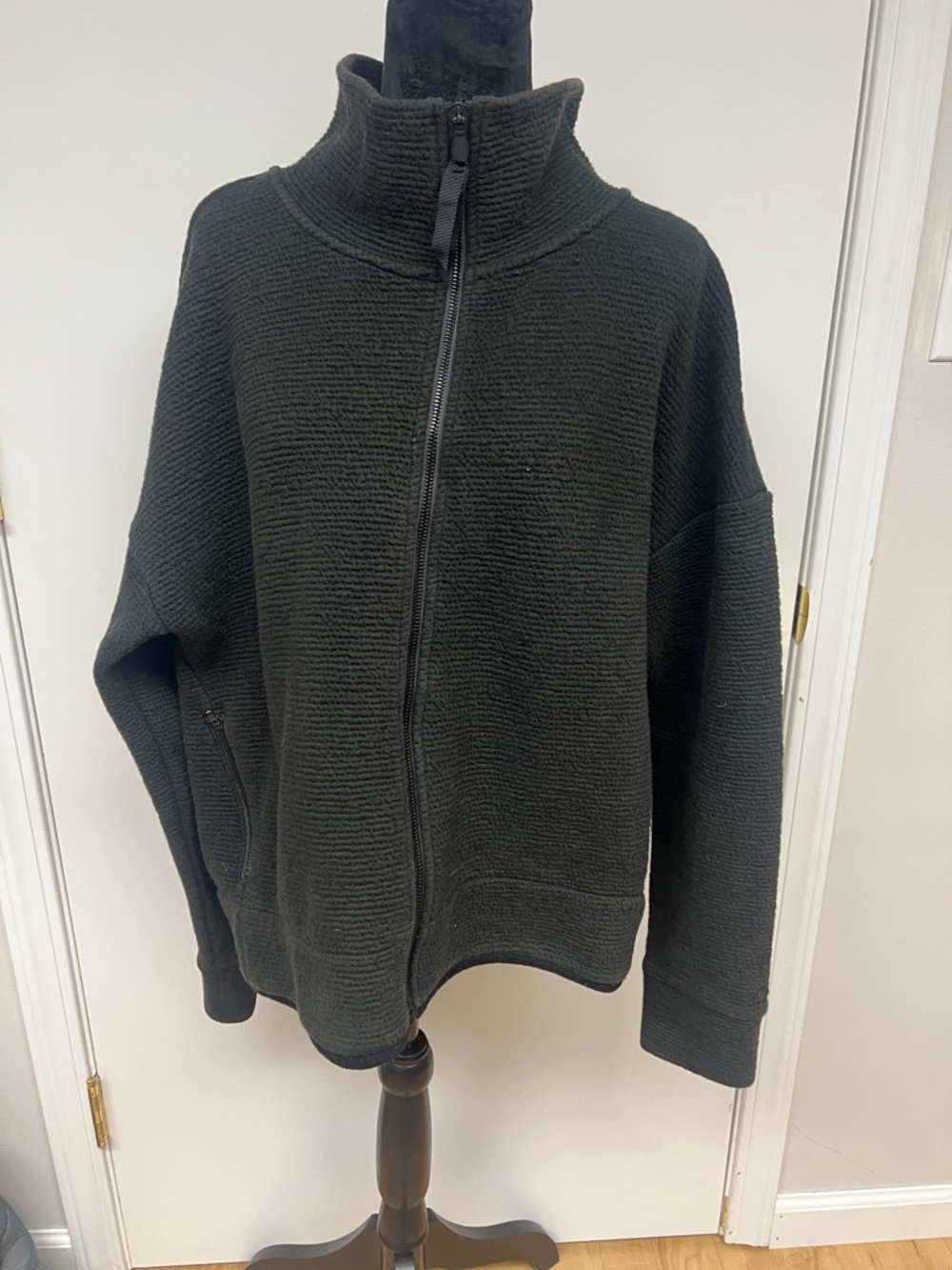 CALIA by Carrie Underwood Black Full-Zip Ribbed Knit Cardigan